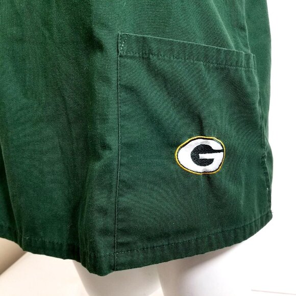 Green Bay Packers Shirt Womens Medium Green Yellow NFL Football Scrub Top Team - Picture 4 of 8